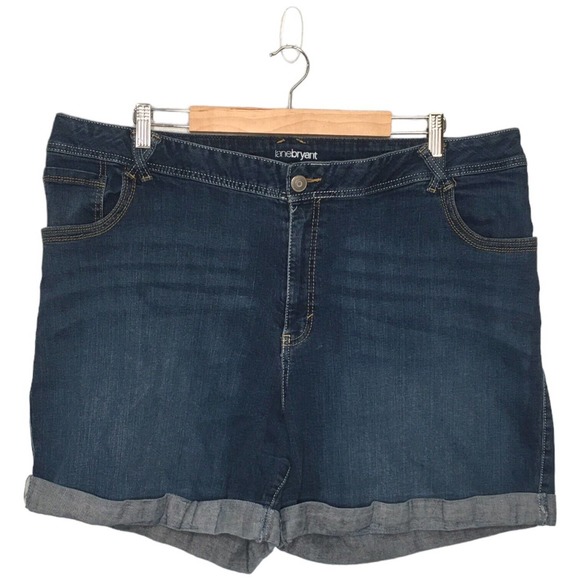 Lane Bryant High Rise Rolled Cuffed Boyfriend Stretch Denim Jean Shorts Blue 28 - Picture 2 of 11